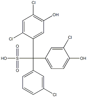 (3-Chlorophenyl)(3-chloro-4-hydroxyphenyl)(2,4-dichloro-5-hydroxyphenyl)methanesulfonic acid Struktur