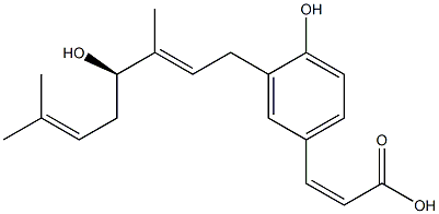 3-[(2E,4R)-3,7-Dimethyl-4-hydroxy-2,6-octadien-1-yl]-4-hydroxy-cis-cinnamic acid Struktur