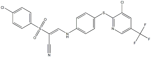 2-((4-Chlorophenyl)sulfonyl)-3-((4-(3-chloro-5-(trifluoromethyl)(2-pyridylthio))phenyl)amino)prop-2-enenitrile Struktur