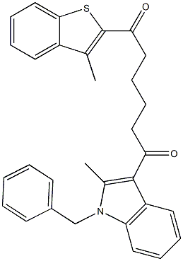 1-(1-BENZYL-2-METHYL-1H-INDOL-3-YL)-6-(3-METHYL-BENZO[B]THIOPHEN-2-YL)-HEXANE-1,6-DIONE Struktur