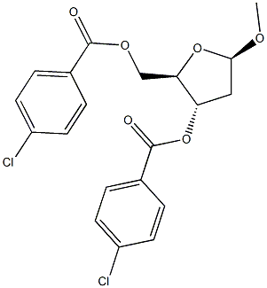 Methyl 3,5-di-O-(p-chlorobenzoyl)-2-deoxy-b-D-ribofuranoside Struktur