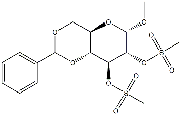 Methyl 4,6-O-benzylidene-2,3-di-O-methanesulfonyl-a-D-glucopyranoside Struktur