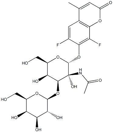 6,8-Difluoro-4-methylumbelliferyl 2-acetamido-3-O-(b-D-galactopyranosyl)-a-D-galactopyranoside Struktur