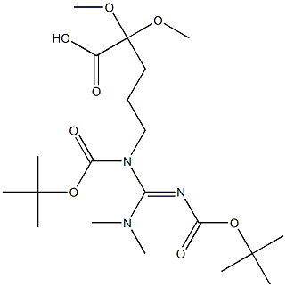 5-(1,2-Bis(tert-butoxycarbonyl)-3,3-dimethylguanidino)-2,2-dimethoxypentanoic Acid Struktur