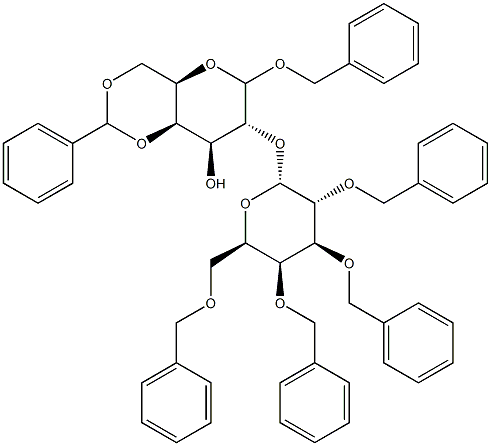 Benzyl2-O-(2,3,4,6-tetra-O-benzyl-a-D-galactopyranosyl)-4,6-O-benzylidene-D-galactopyranose Struktur