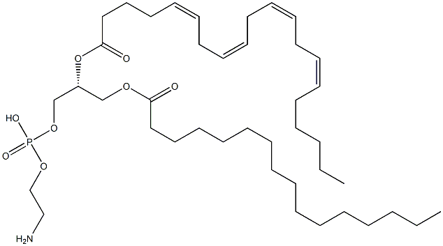 2-aminoethoxy-[(2R)-3-hexadecanoyloxy-2-[(5Z,8Z,11Z,14Z)-icosa-5,8,11,14-tetraenoyl]oxy-propoxy]phosphinic acid Struktur