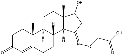 17-hydroxyandrost-4-ene-3,15-dione-15-(O-carboxymethyl)oxime Struktur