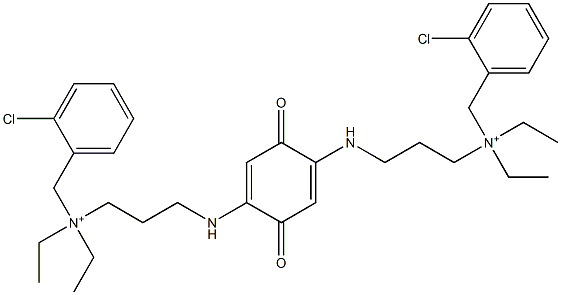 2,5-bis((3-(diethyl(2-chlorobenzyl)ammonio)propyl)amino)benzoquinone Struktur