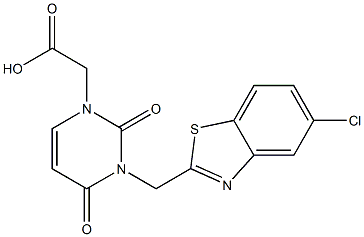 3-((5-chlorobenzothiazol-2-yl)methyl)-1,2,3,4-tetrahydro-2,4-dioxopyrimidine-1-acetic acid Struktur