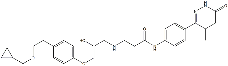 6-(4-(3-((2-hydroxy-3-(4-(2-(cyclopropylmethoxy)ethyl)phenoxy)propyl)amino)propionamido)phenyl)-5-methyl-4,5-dihydro-3(2H)-pyridazinone Struktur