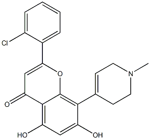 2-(2-chlorophenyl)-5,7-dihydroxy-8-(2,3,6-trihydro-1-methylpyridin-4-yl)benzopyran-4-one Struktur