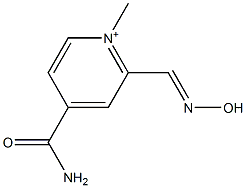 2-hydroxyiminomethyl-4-carbamoyl-1-methylpyridinium Struktur