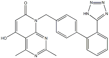 2,4-dimethyl-5-hydroxy-8-(2'-(1H-tetrazol-5-yl)biphenyl-4-ylmethyl)-8H-pyrido(2,3-d)pyrimidin-7-one Struktur