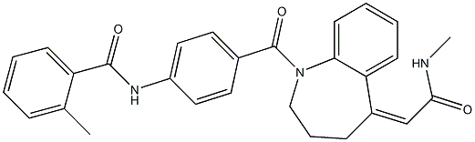 N-methyl-(1-(4-(2-methylbenzoylamino)benzoyl)-2,3,4,5-tetrahydro-1H-1-benzazepin-5-ylidene)acetamide Struktur