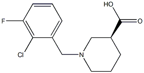 (3S)-1-(2-chloro-3-fluorobenzyl)piperidine-3-carboxylic acid Struktur