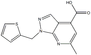 6-METHYL-1-(THIEN-2-YLMETHYL)-1H-PYRAZOLO[3,4-B]PYRIDINE-4-CARBOXYLIC ACID Struktur