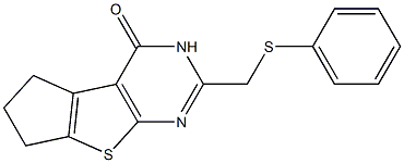 2-[(PHENYLTHIO)METHYL]-3,5,6,7-TETRAHYDRO-4H-CYCLOPENTA[4,5]THIENO[2,3-D]PYRIMIDIN-4-ONE Struktur