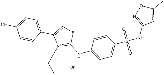 4-(4-chlorophenyl)-3-ethyl-2-(4-{[(5-methylisoxazol-3-yl)amino]sulfonyl}anilino)-1,3-thiazol-3-ium bromide Struktur