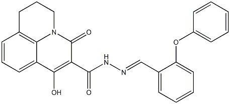 7-hydroxy-5-oxo-N'-[(E)-(2-phenoxyphenyl)methylidene]-2,3-dihydro-1H,5H-pyrido[3,2,1-ij]quinoline-6-carbohydrazide Struktur