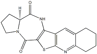 (14aS)-2,3,8,9,10,11-hexahydro-1H-pyrrolo[1'',2'':1',2'][1,4]diazepino[5',6':4,5]thieno[2,3-b]quinoline-5,14(13H,14aH)-dione Struktur