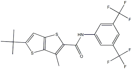 N2-[3,5-di(trifluoromethyl)phenyl]-5-(tert-butyl)-3-methylthieno[3,2-b]thio phene-2-carboxamide Struktur