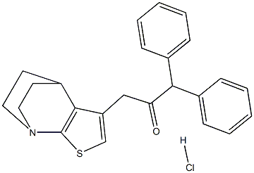 1,1-diphenyl-3-[3-thia-1-azatricyclo[5.2.2.0~2,6~]undeca-2(6),4-dien-5-yl]acetone hydrachloride Struktur