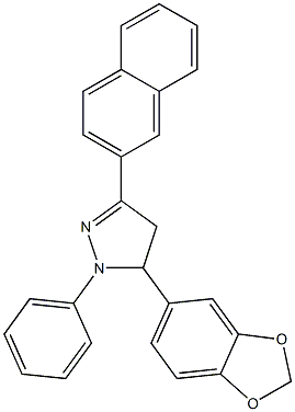 5-(1,3-benzodioxol-5-yl)-3-(2-naphthyl)-1-phenyl-4,5-dihydro-1H-pyrazole Struktur