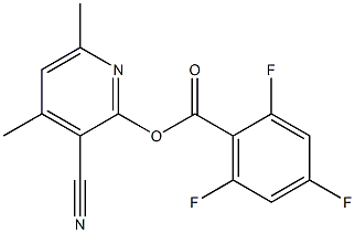 3-cyano-4,6-dimethyl-2-pyridinyl 2,4,6-trifluorobenzenecarboxylate Struktur