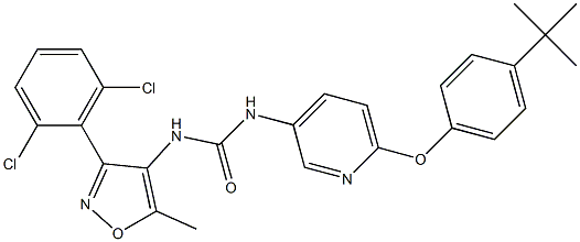 N-{6-[4-(tert-butyl)phenoxy]-3-pyridyl}-N'-[3-(2,6-dichlorophenyl)-5-methylisoxazol-4-yl]urea Struktur