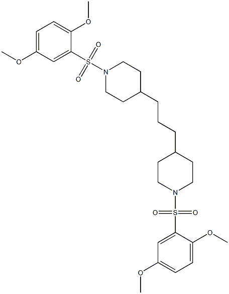 1-[(2,5-dimethoxyphenyl)sulfonyl]-4-(3-{1-[(2,5-dimethoxyphenyl)sulfonyl]piperidin-4-yl}propyl)piperidine Struktur