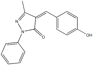 4-(4-hydroxybenzylidene)-3-methyl-1-phenyl-4,5-dihydro-1H-pyrazol-5-one Struktur