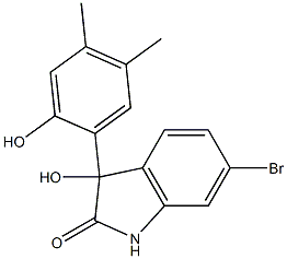 6-bromo-3-hydroxy-3-(2-hydroxy-4,5-dimethylphenyl)-1,3-dihydro-2H-indol-2-one Struktur