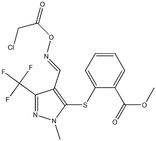 methyl 2-{[4-({[(2-chloroacetyl)oxy]imino}methyl)-1-methyl-3-(trifluoromethyl)-1H-pyrazol-5-yl]sulfanyl}benzenecarboxylate Struktur