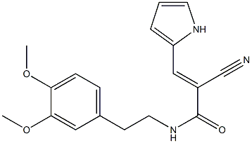 N1-(3,4-dimethoxyphenethyl)-2-cyano-3-(1H-pyrrol-2-yl)acrylamide Struktur