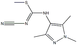 4-{[(cyanoimino)(methylthio)methyl]amino}-1,3,5-trimethyl-1H-pyrazole Struktur