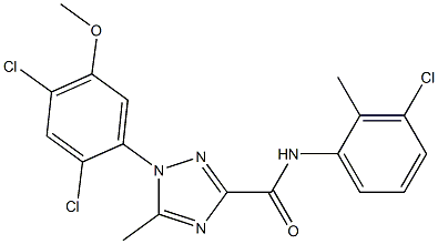 N-(3-chloro-2-methylphenyl)-1-(2,4-dichloro-5-methoxyphenyl)-5-methyl-1H-1,2,4-triazole-3-carboxamide Struktur