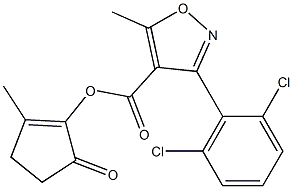 2-methyl-5-oxocyclopent-1-enyl 3-(2,6-dichlorophenyl)-5-methylisoxazole-4-carboxylate Struktur