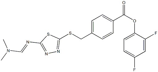 2,4-difluorophenyl 4-{[(5-{[(dimethylamino)methylidene]amino}-1,3,4-thiadiazol-2-yl)thio]methyl}benzoate Struktur