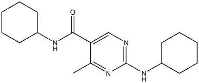 N-cyclohexyl-2-(cyclohexylamino)-4-methyl-5-pyrimidinecarboxamide Struktur