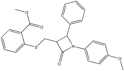 methyl 2-({[1-(4-methoxyphenyl)-2-oxo-4-phenyl-3-azetanyl]methyl}sulfanyl)benzenecarboxylate Struktur