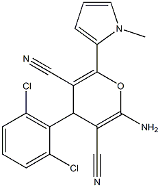 2-amino-4-(2,6-dichlorophenyl)-6-(1-methyl-1H-pyrrol-2-yl)-4H-pyran-3,5-dicarbonitrile Struktur