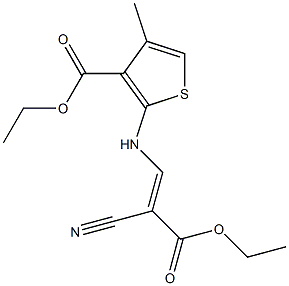 ethyl 2-[(2-cyano-3-ethoxy-3-oxoprop-1-enyl)amino]-4-methylthiophene-3-carb oxylate Struktur