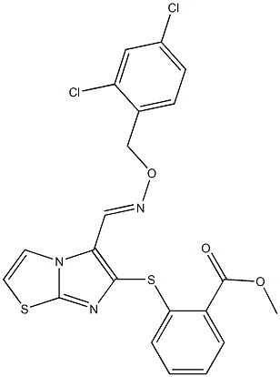 methyl 2-{[5-({[(2,4-dichlorobenzyl)oxy]imino}methyl)imidazo[2,1-b][1,3]thiazol-6-yl]sulfanyl}benzenecarboxylate Struktur