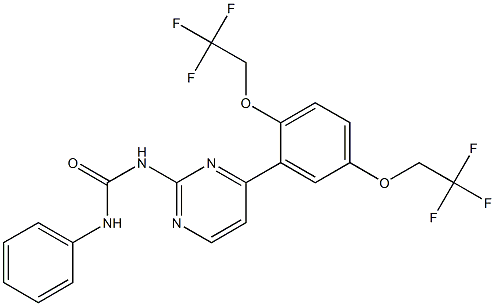 N-{4-[2,5-di(2,2,2-trifluoroethoxy)phenyl]pyrimidin-2-yl}-N'-phenylurea Struktur