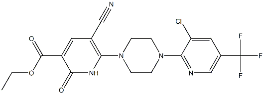 ethyl 6-{4-[3-chloro-5-(trifluoromethyl)-2-pyridinyl]piperazino}-5-cyano-2-oxo-1,2-dihydro-3-pyridinecarboxylate Struktur