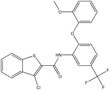 N2-[2-(2-methoxyphenoxy)-5-(trifluoromethyl)phenyl]-3-chlorobenzo[b]thiophene-2-carboxamide Struktur