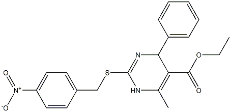 ethyl 6-methyl-2-[(4-nitrobenzyl)thio]-4-phenyl-1,4-dihydropyrimidine-5-car boxylate Struktur