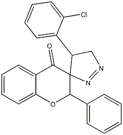 4',5'-dihydro-4'-(2-chlorophenyl)-2-phenyl-spiro[2H-1-benzopyran-3(4H),3'-[3H]pyrazol]-4-one Struktur