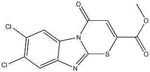 methyl 7,8-dichloro-4-oxo-4H-benzo[4,5]imidazo[2,1-b][1,3]thiazine-2-carboxylate Struktur