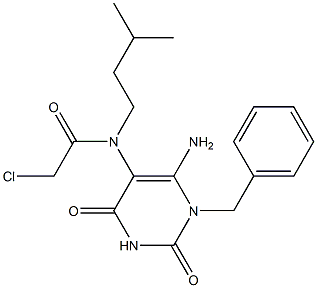 N-(6-Amino-1-benzyl-2,4-dioxo-1,2,3,4-tetrahydro-pyrimidin-5-yl)-2-chloro-N-(3-methyl-butyl)-acetamide Struktur